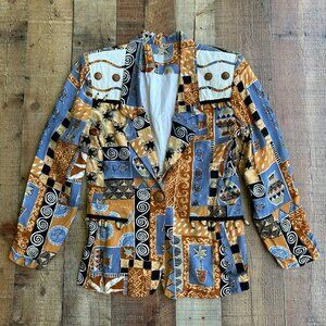 AC Sport Vintage Petite Womens Size 8 Blazer Jacket Multicolor Patchwork USA